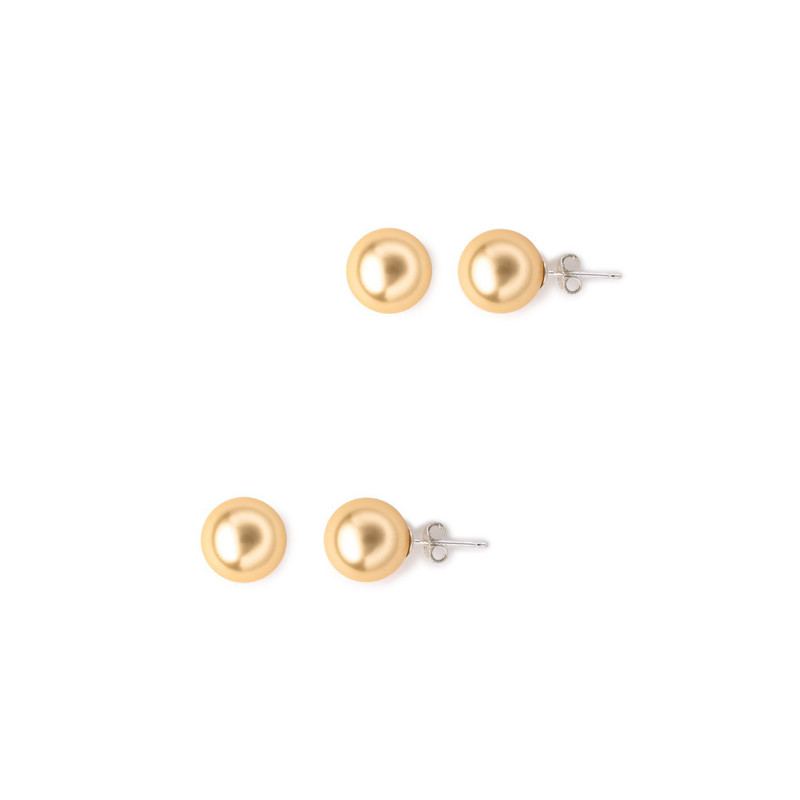 Boucles d'oreilles Femme Perles SSS 10 mm couleur Or et Argent 925/1000