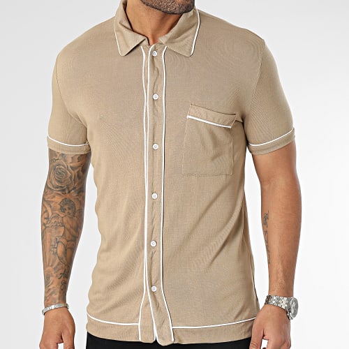 Chemise Manches Courtes Beige