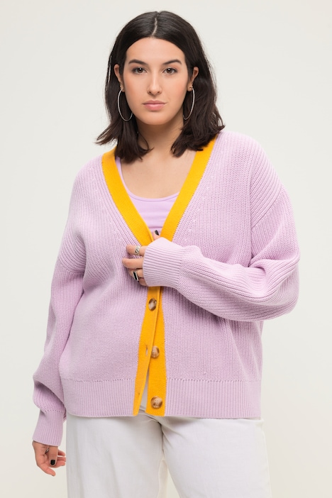 Strickjacke, oversized, Colorblende, Langarm