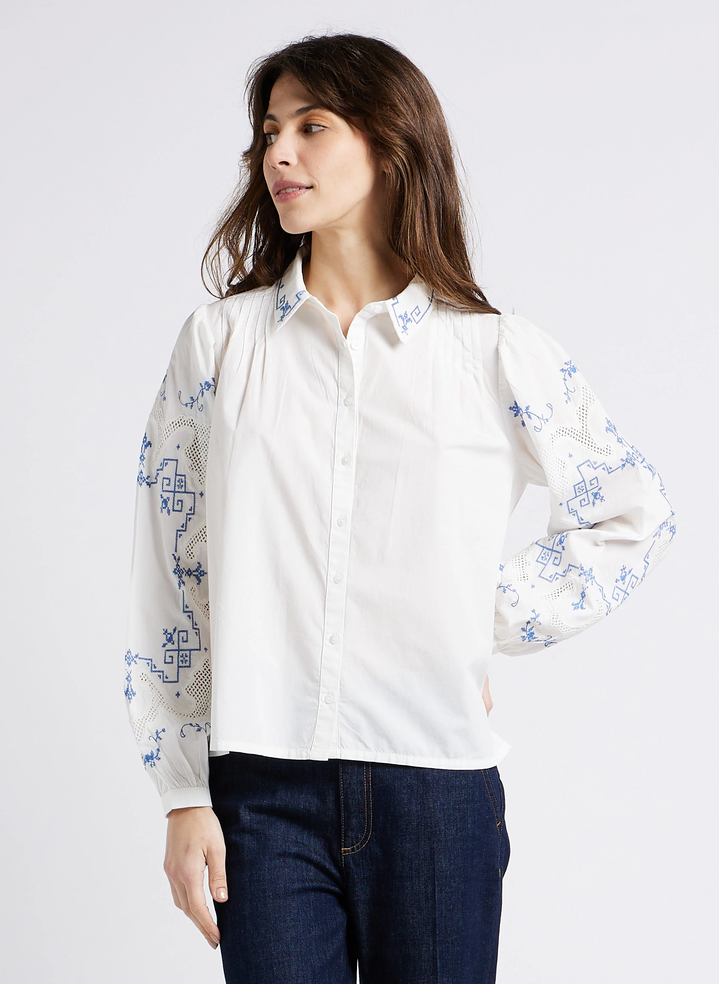 CLEMENTINE - Chemise col classique en coton | Blanc