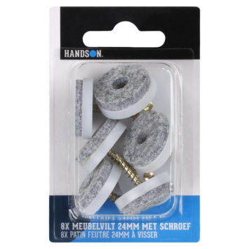 HANDSON meubelglijder viltglijder met schroef Ø24 mm grijs 8 stuks