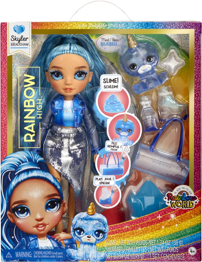 RAINBOW - POUPEE MANNEQUIN SKYLER  27 CM AVEC COMPAGNON ET ACCESSOIRES