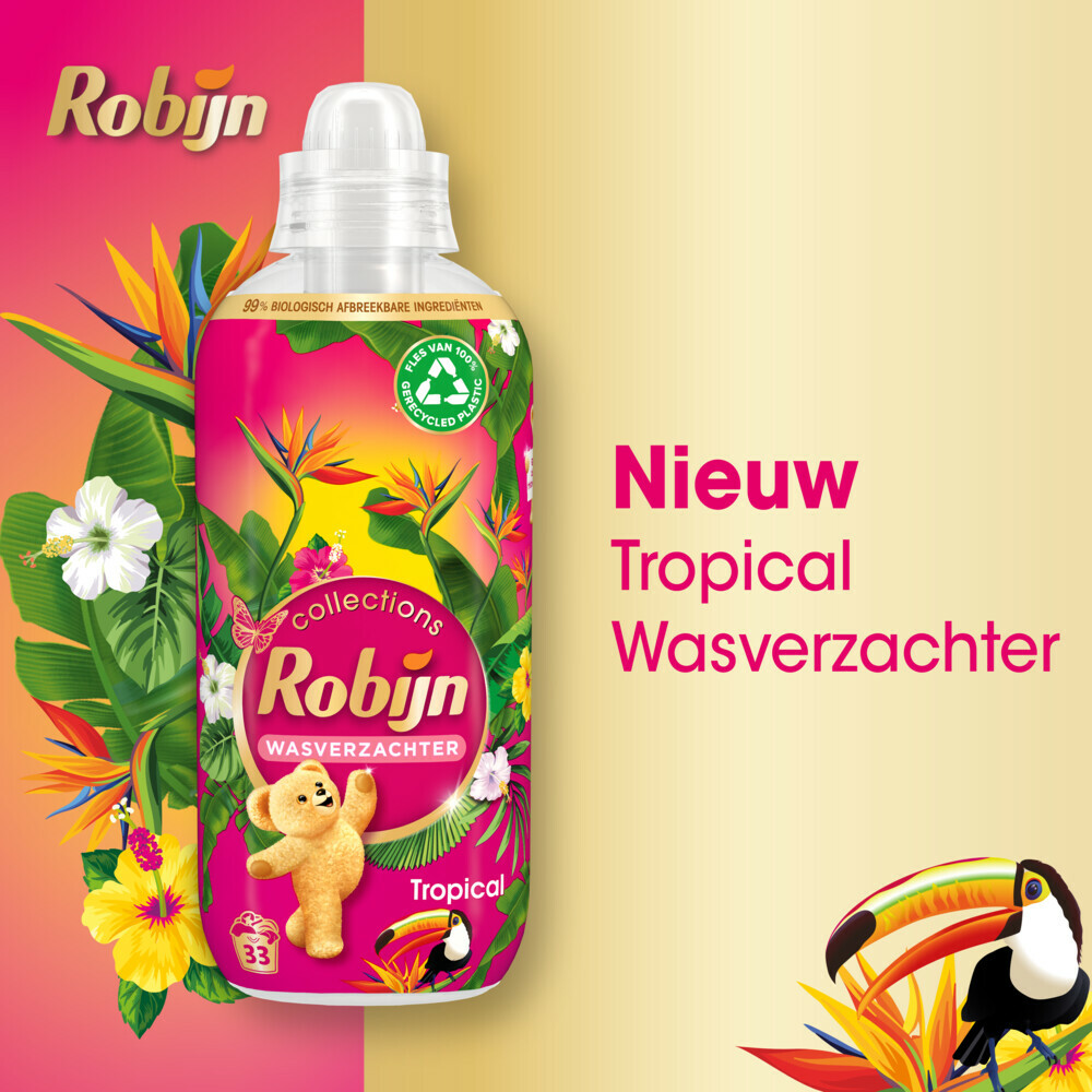 8x Robijn Wasverzachter Tropical 33 Wasbeurten825 ml