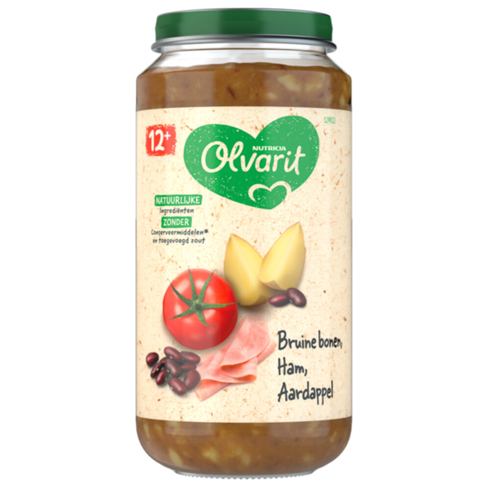 6x Olvarit Maaltijd 12m Bruine bonen Ham Aardappel250gr
