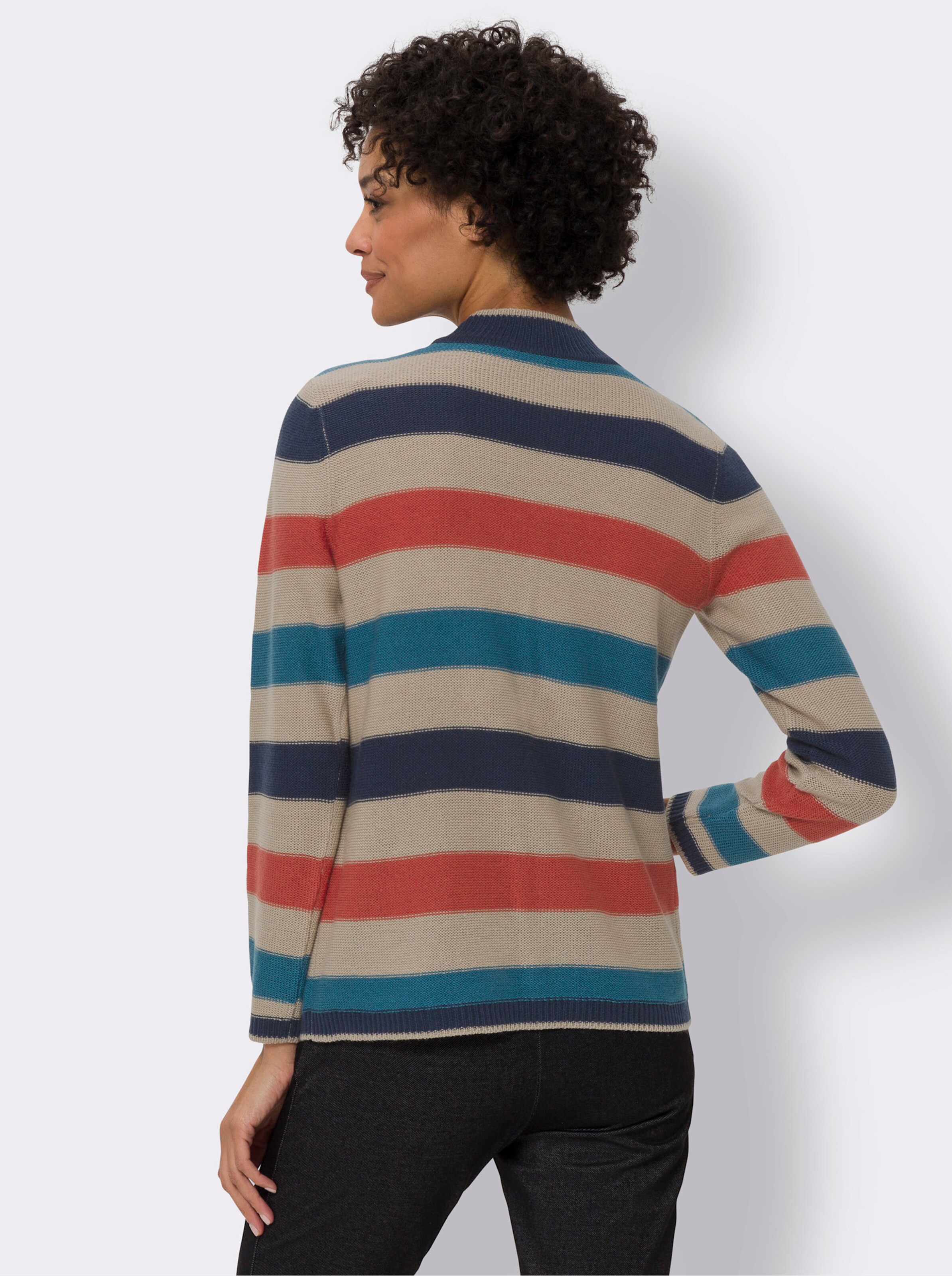 Stehkragenpullover mit Streifenmuster