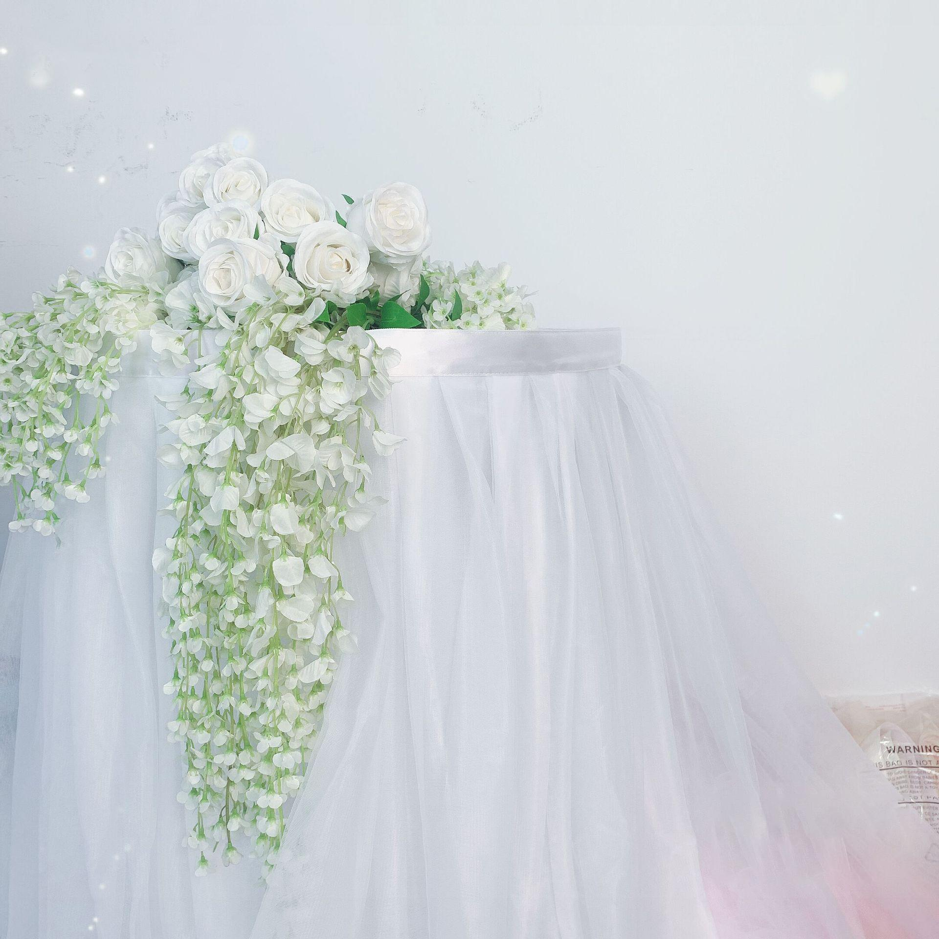 (100x80cm) Tisch Deko Tüll Vorhang für Party / Hochzeit / Geburtstag - Weiss
