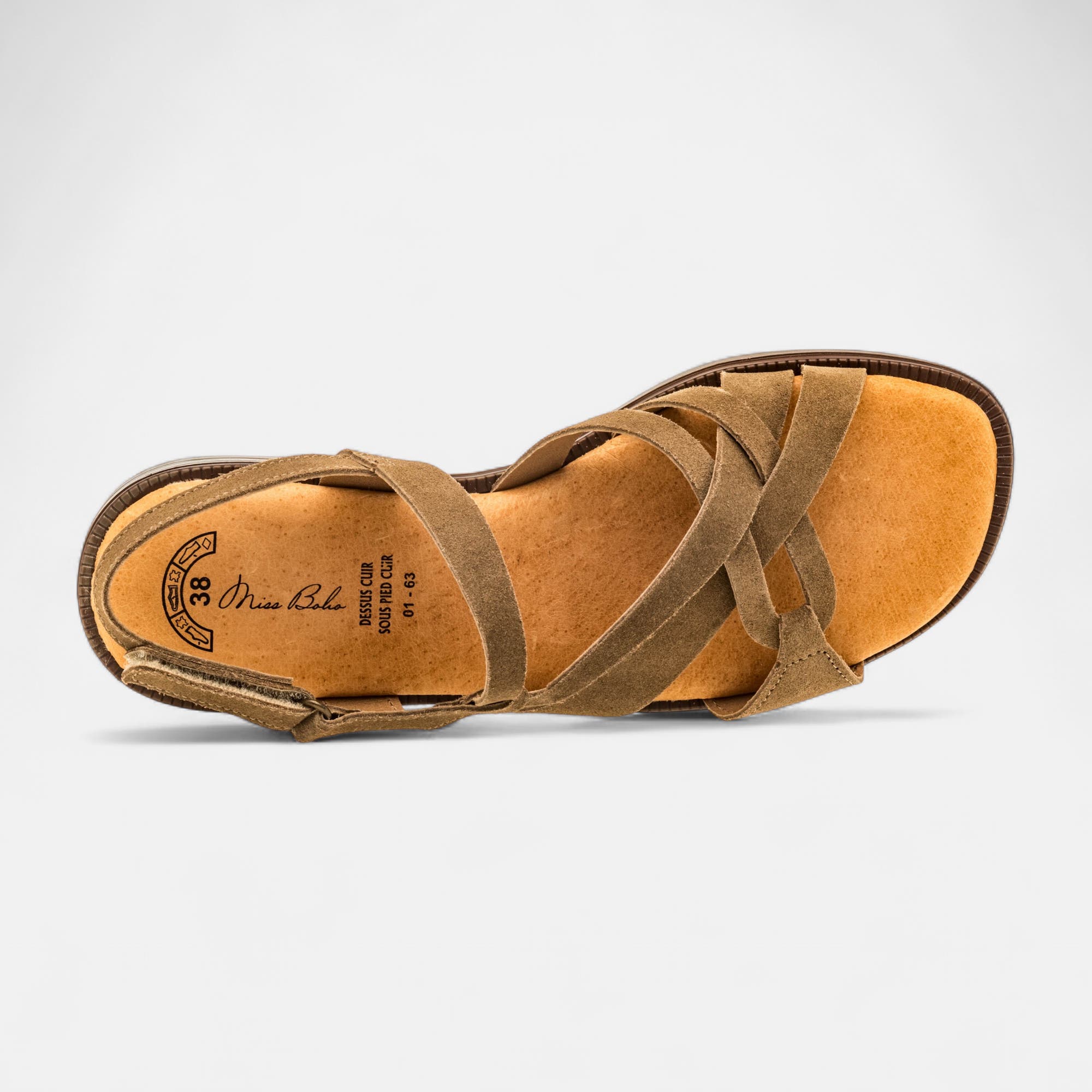 Nu-pieds Femme en cuir taupe