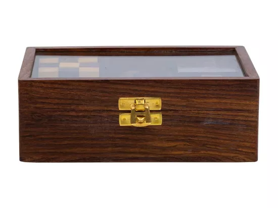 Jeu de 6 casse-têtes dans une boîte en bois marron 17,5x12x6h