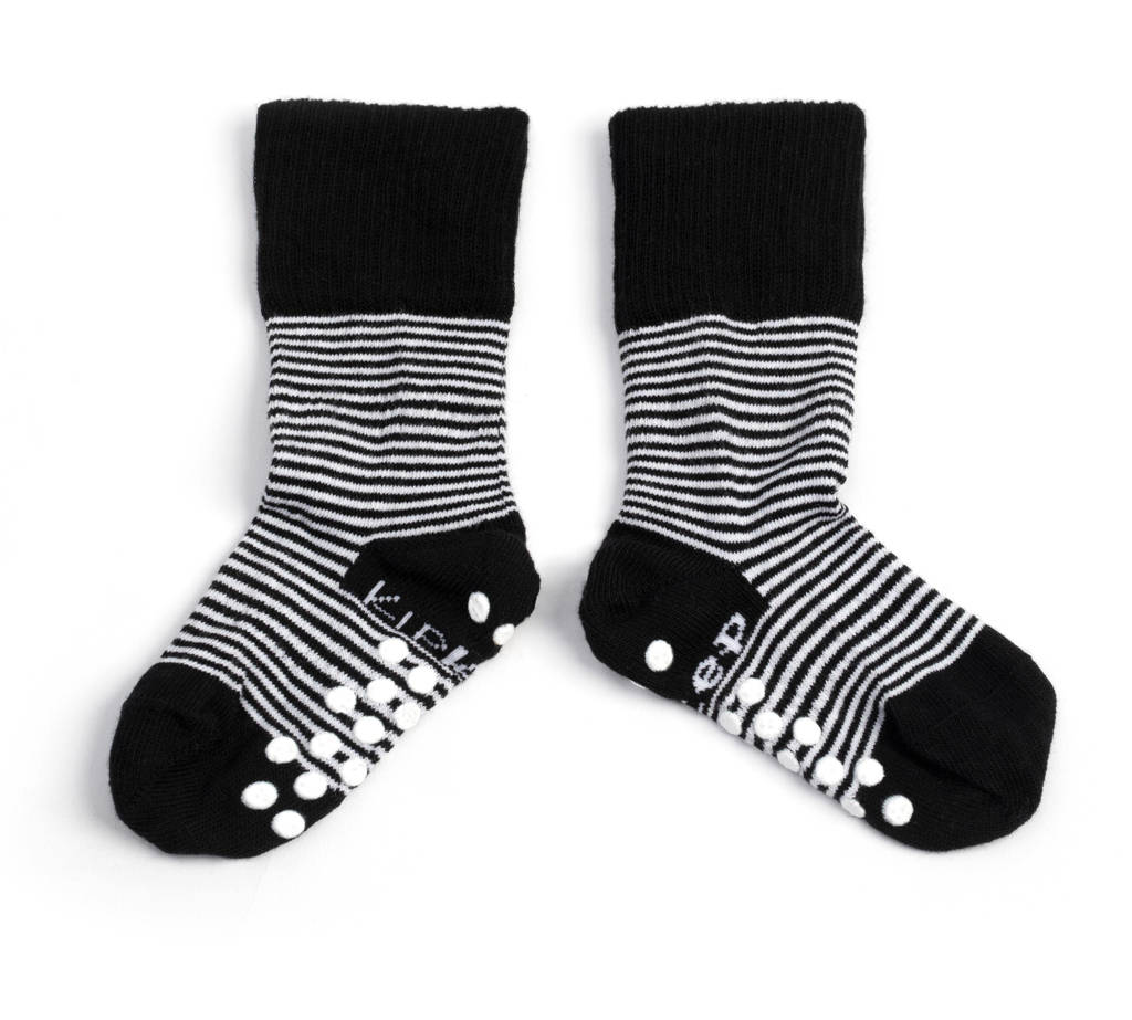Blijf-Sokjes met anti-slip nopjes 18-24 mnd Black Stripes