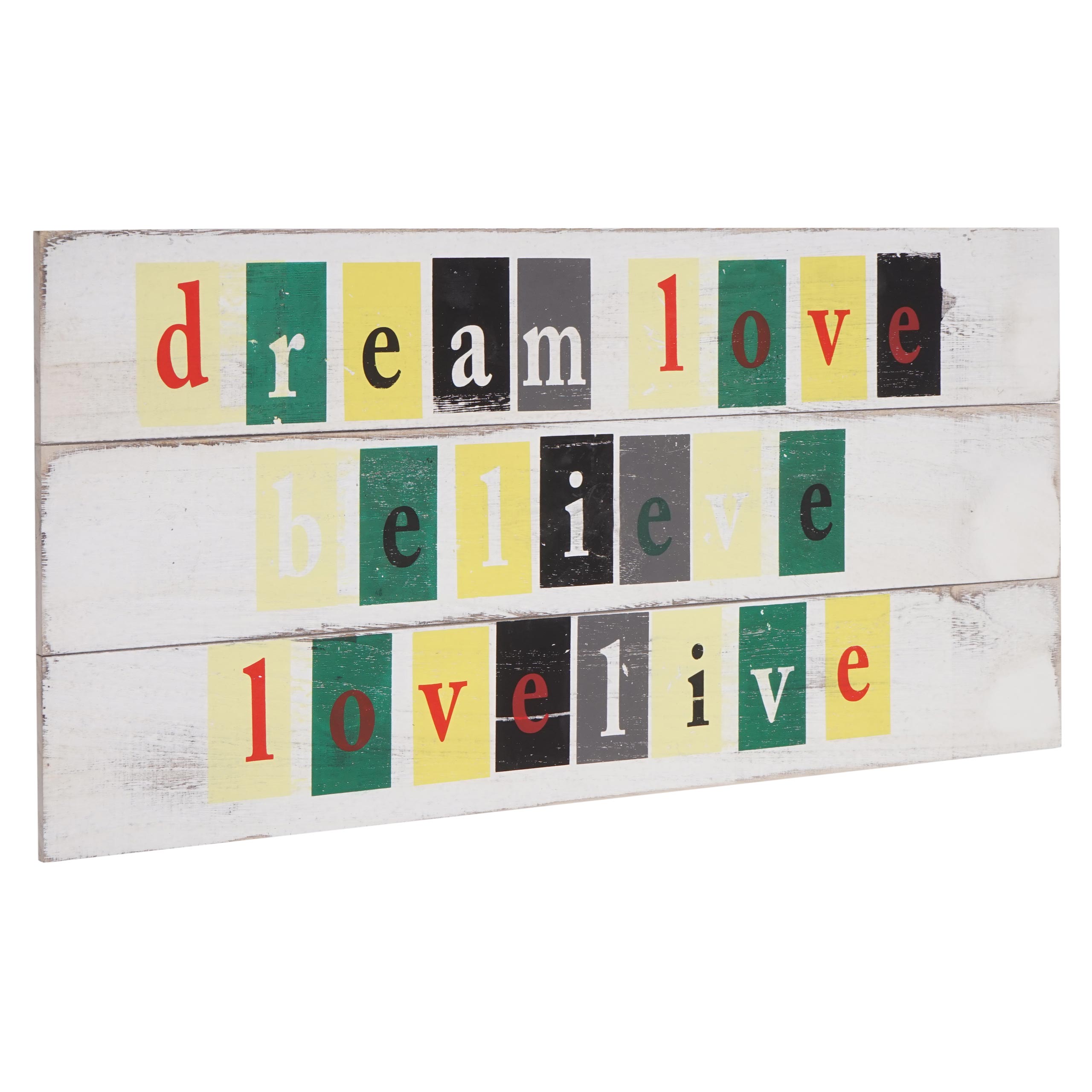 Wandschild Believe, Holzschild Dekoschild Schild, Shabby-Look Vintage mit 3 Haken 30x60cm