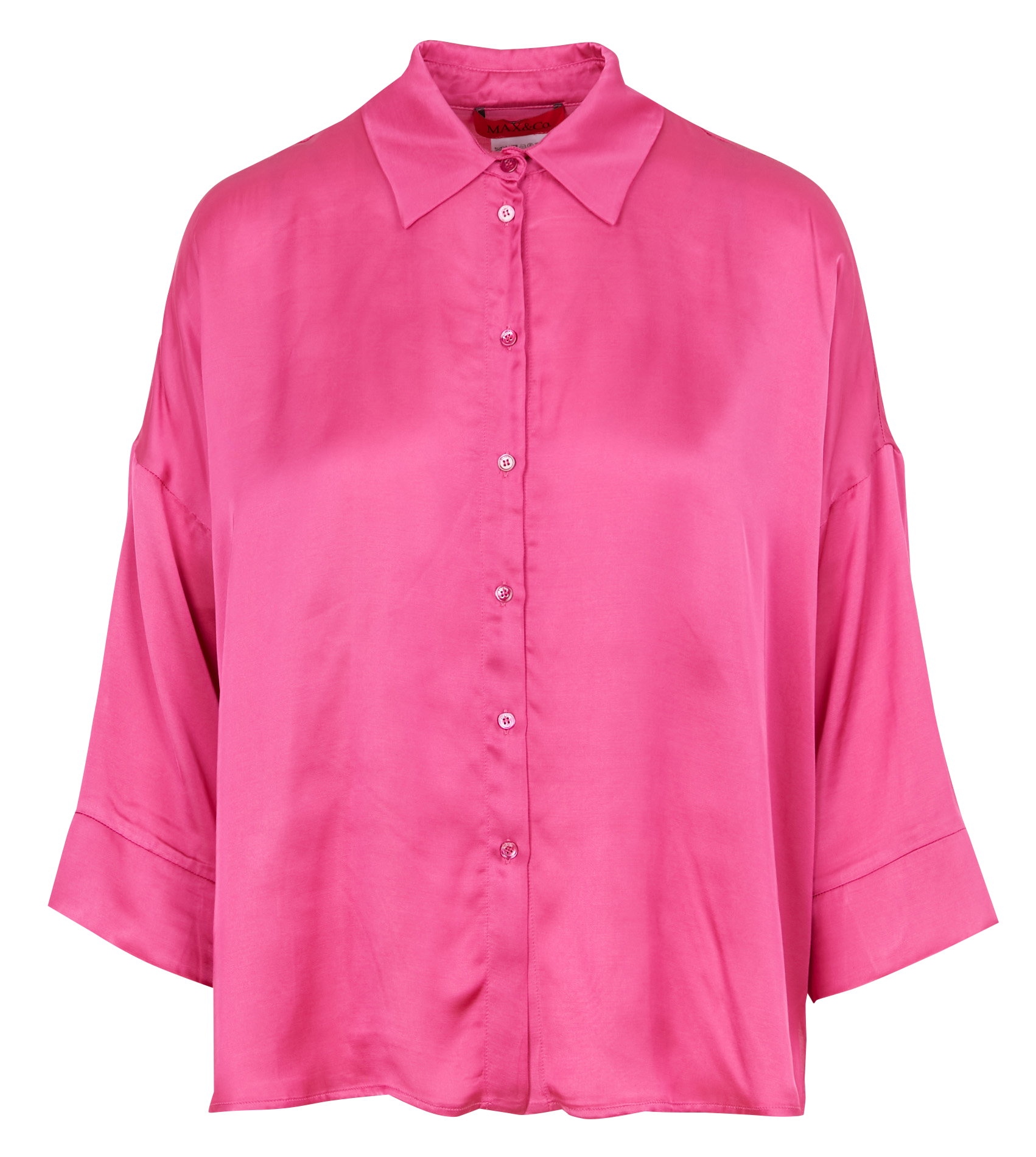 BEMBO - Chemise ample col classique en satin fluide| Rose