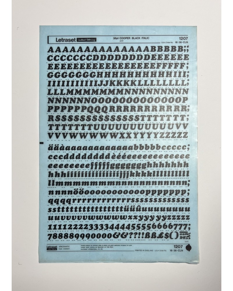 letraset-1207- COOPER BLACK ITALIC - 36pt
