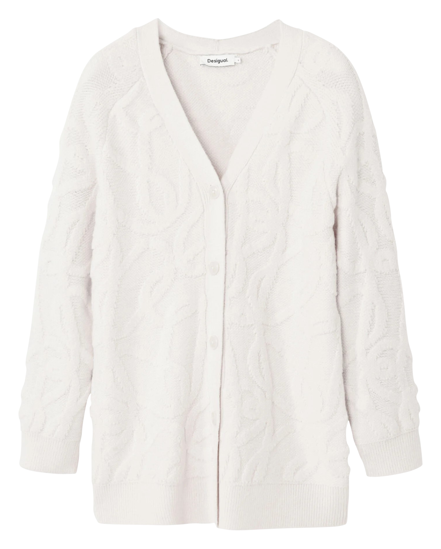Cardigan long col V | Blanc