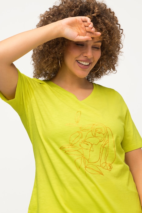 T-Shirt, Tiermotiv, Classic, V-Ausschnitt, Halbarm