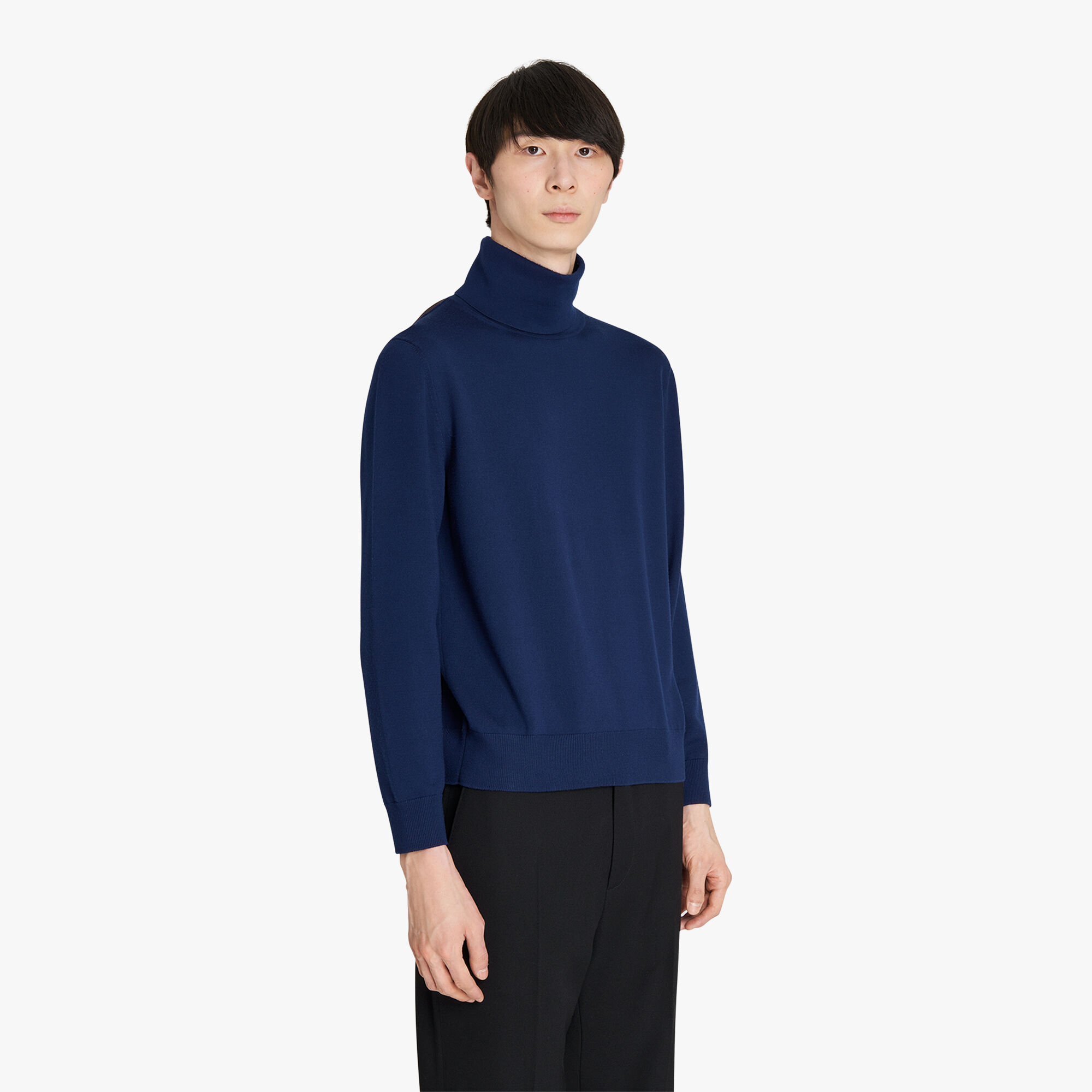 Col Roule En Laine Avec Details En Cuir