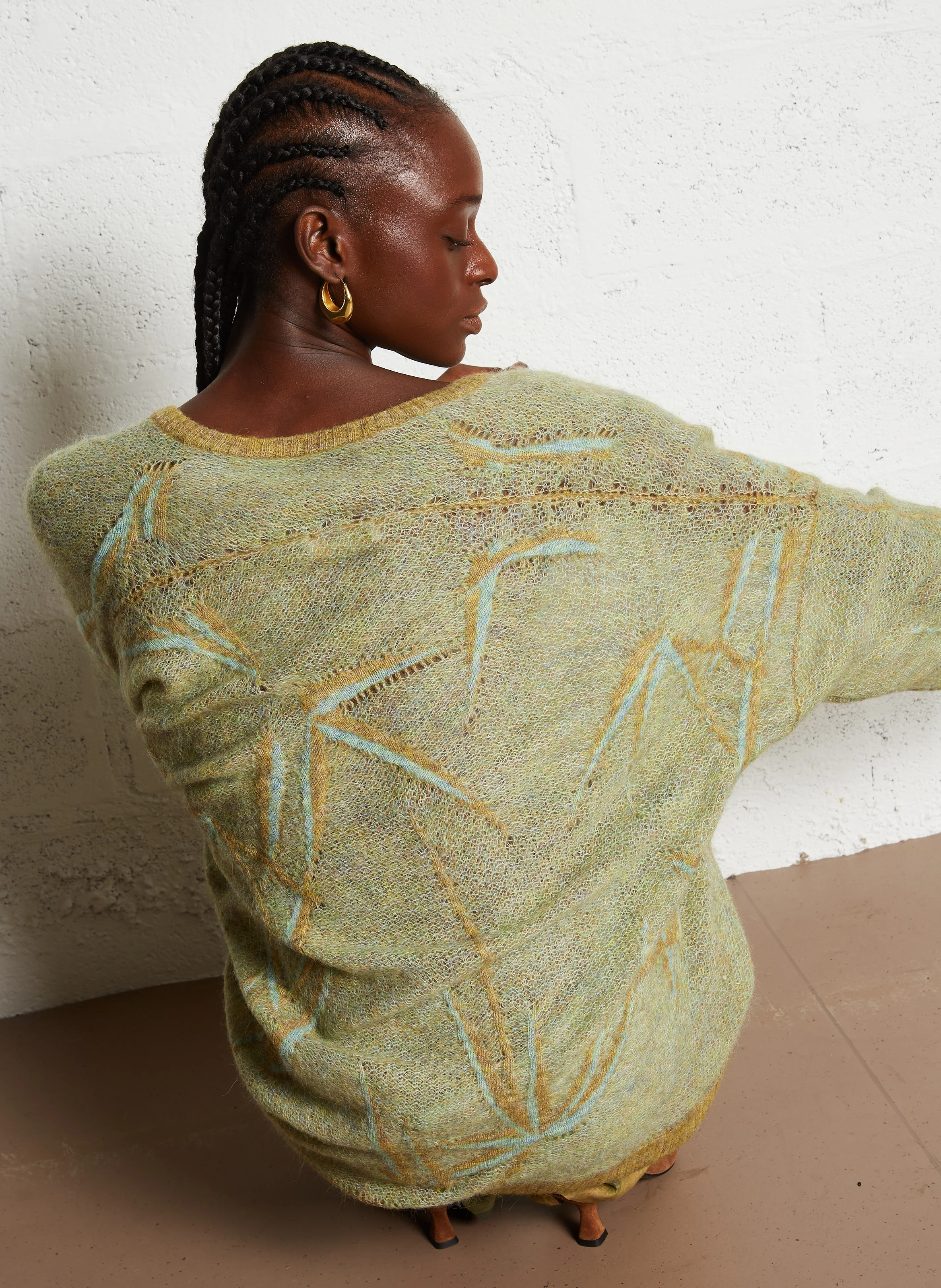 BASMA - Pull droit col rond en laine mélangée | Vert