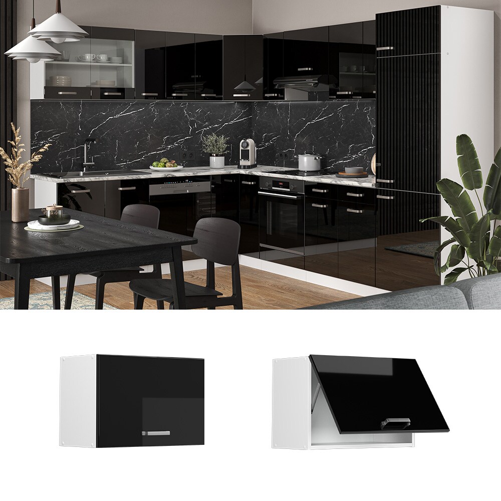 Vicco Hängeschrank flach Küchenschrank R-Line Solid Weiß Schwarz 60 cm modern