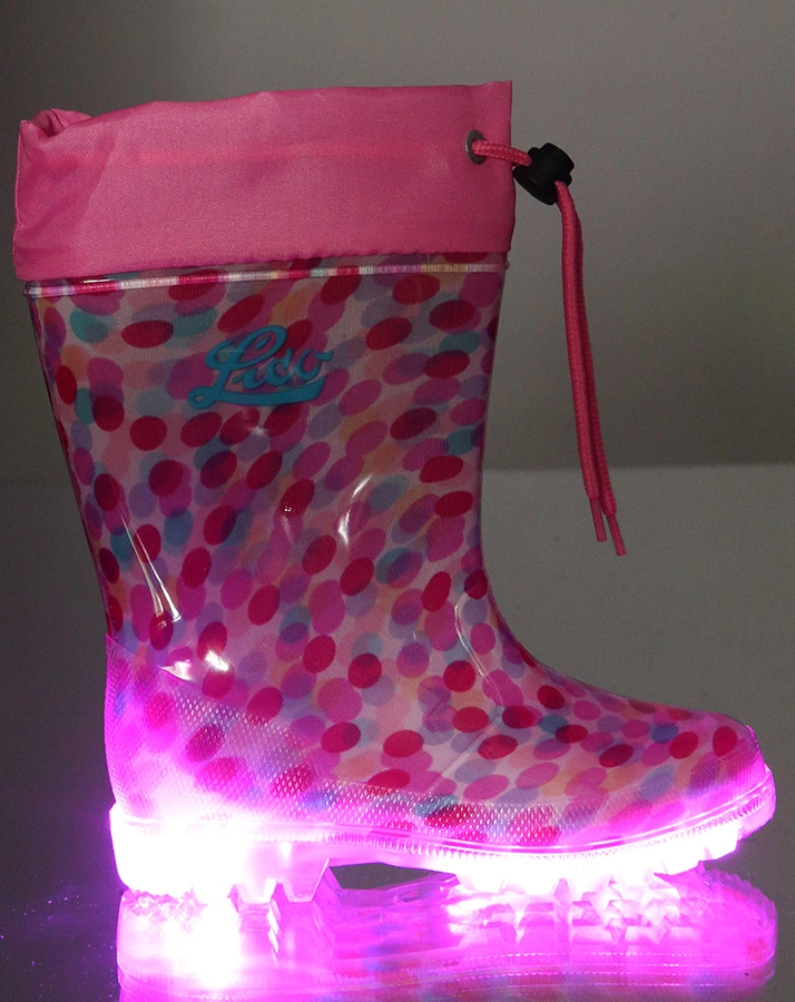 Gummistiefel POWER BLINKY DOTS in pink/türkis