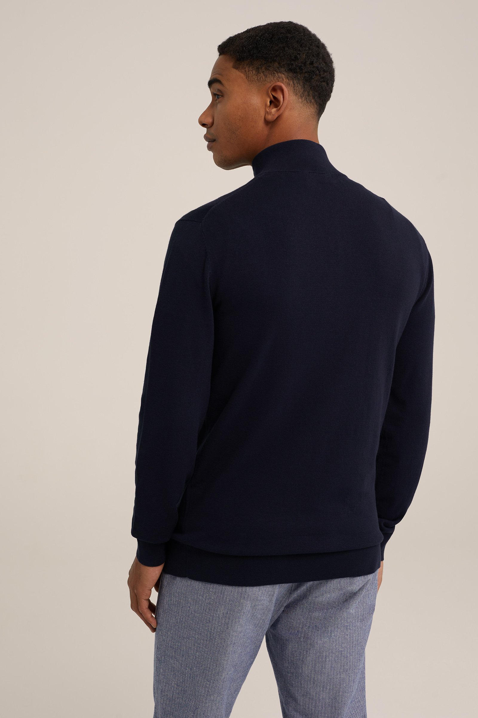 trui met rits Fundamentals Donkerblauw
