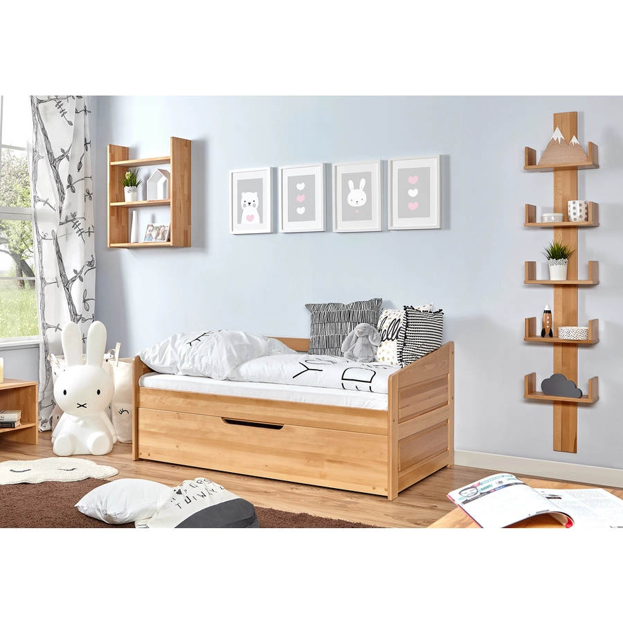 TiCAA Sofabett Mini Micki Buche natur mit Zusatzbett inkl. 2 Matratzen