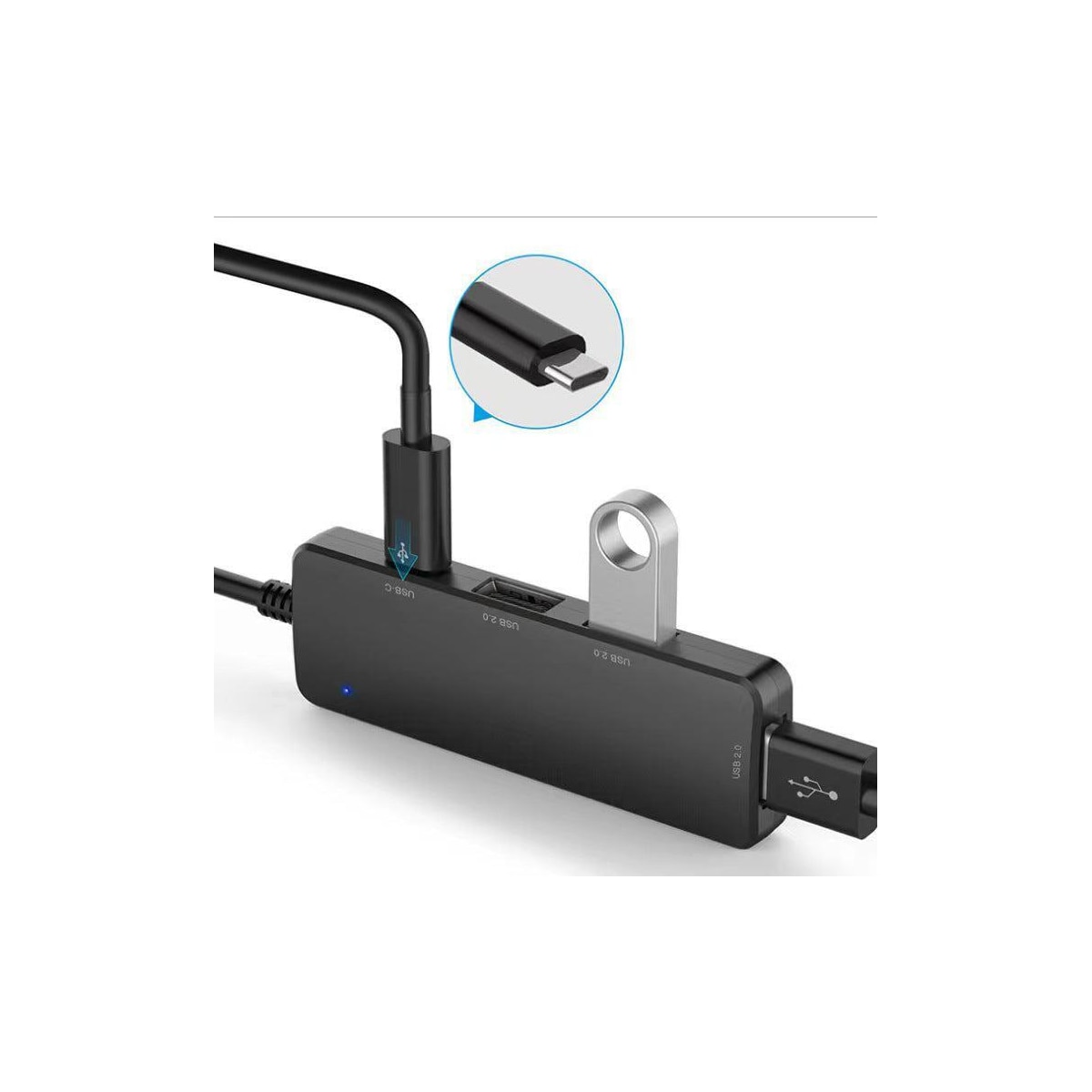 NÖRDIC USB-A 2.0 Hub 4 porter 3xUSB-A 480Mbps 1xUSB-C 480Mbps