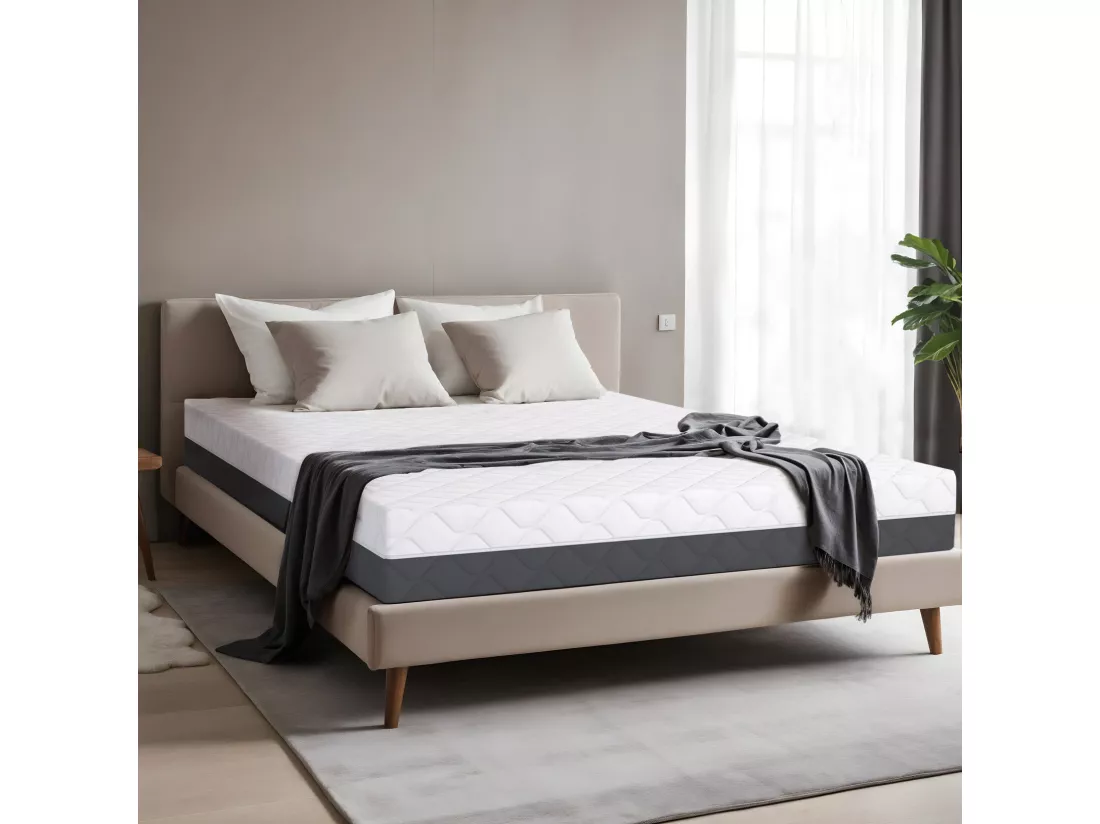 TANHK Matelas à mémoire haute densité 160x200, 20cm, Ferme, Hypoallergénique, Housse amovible, Fabriquée en Italie
