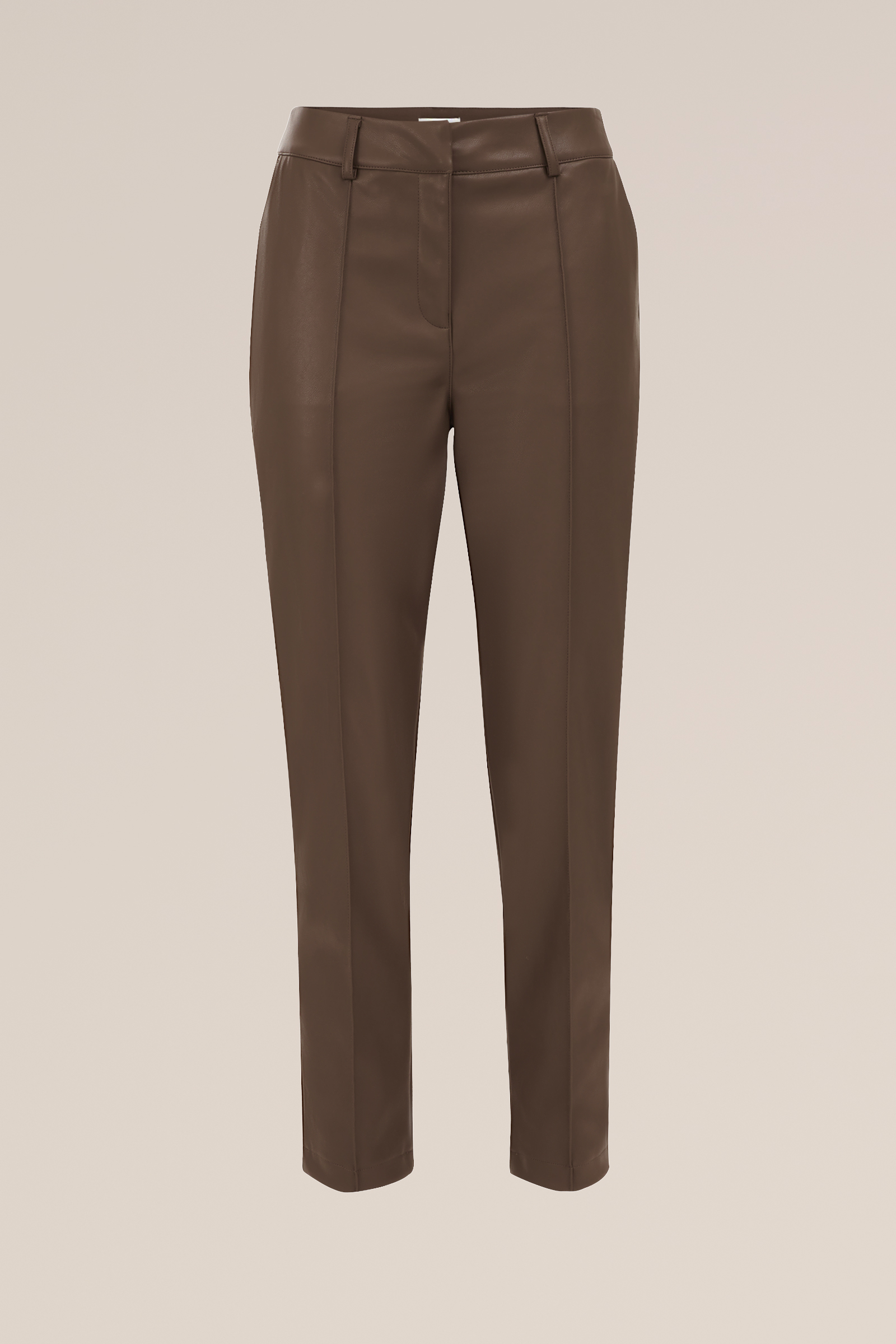 regular fit broek van imitatieleer WE Fashion Lichtbruin