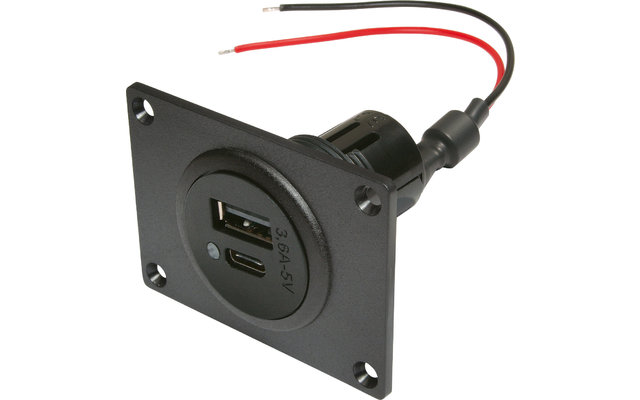 Power USB-C/A Doppelsteckdose EV mit Montageplatte 12-24V