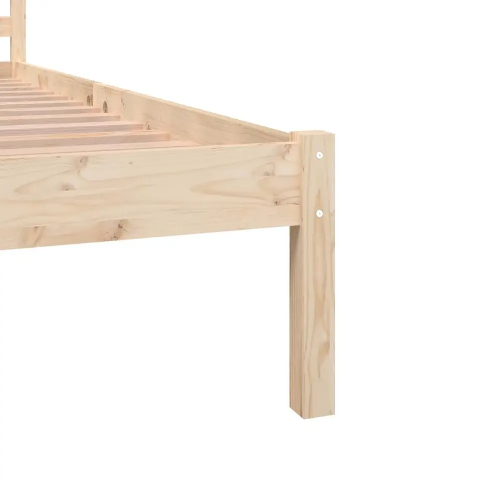 vidaXL - Bed frame met hoofdeinde - Naturel - Massief grenenhout - 140x190 cm