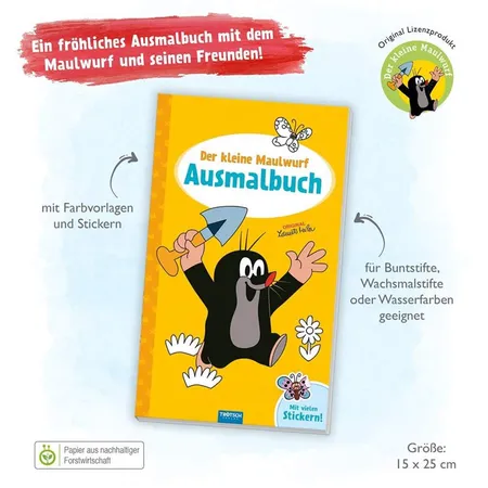 Trötsch Der kleine Maulwurf Ausmalbuch mit Stickern