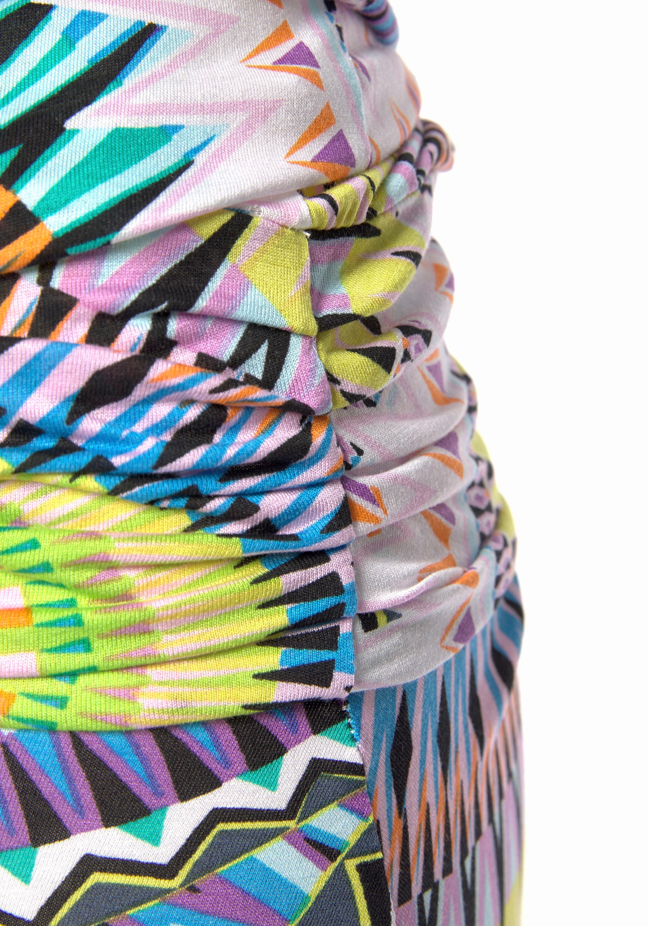 Beachtime Strandkleid mit grafischem Print im Ethno-Stil, kurzes Sommerkleid