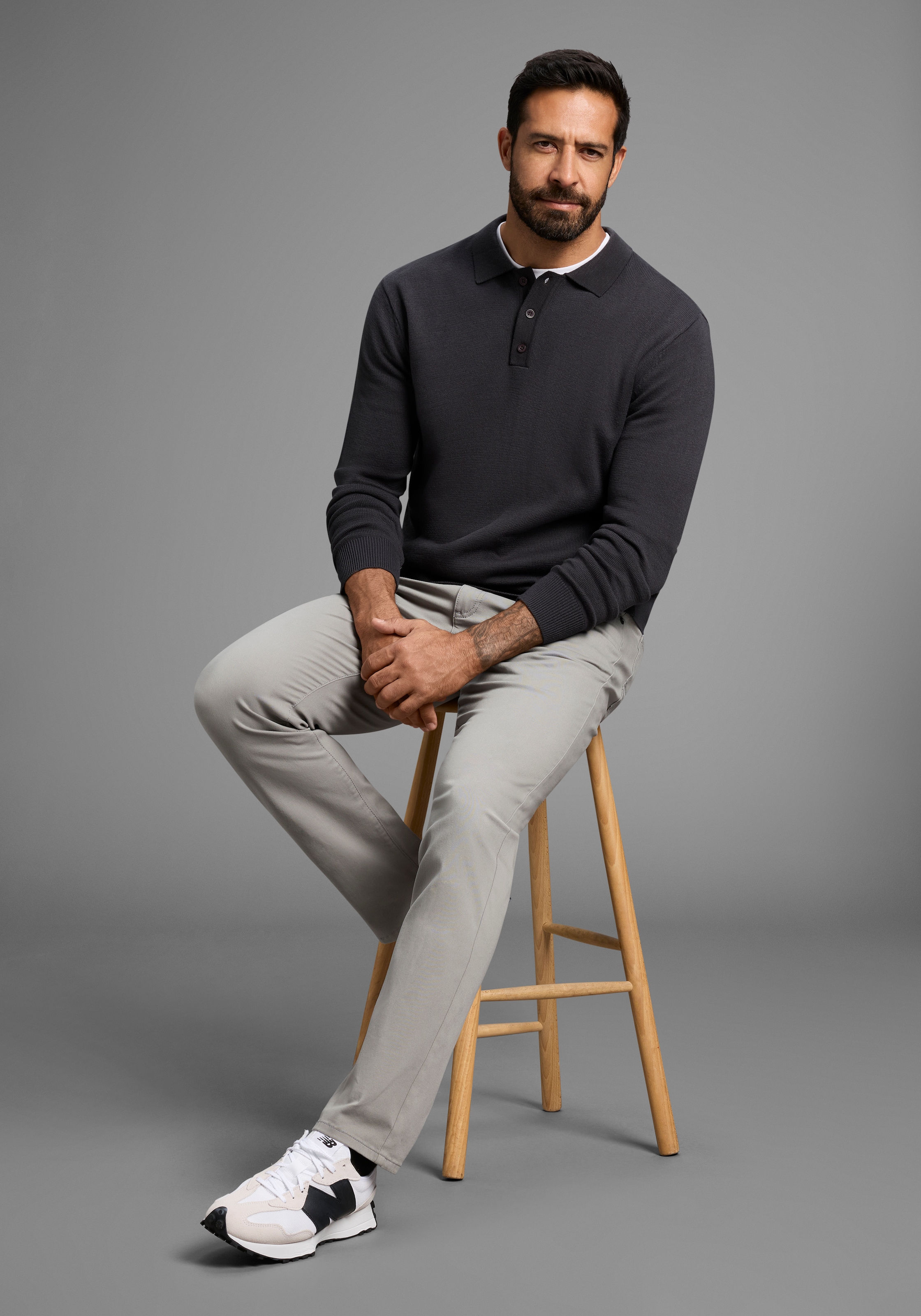Man's World Polokragenpullover »Neue Kollektion !«, Feinstrick, ideal für die Übergangszeit, Basic Style