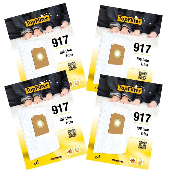 Lot de 4 packs de 4 sacs aspirateur 64917 IDE Line et Trisa Premium To