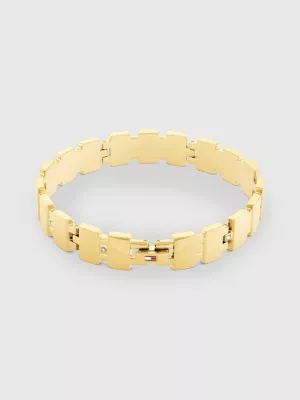 Pulseira de elos de relógio banhada a ouro com cristais