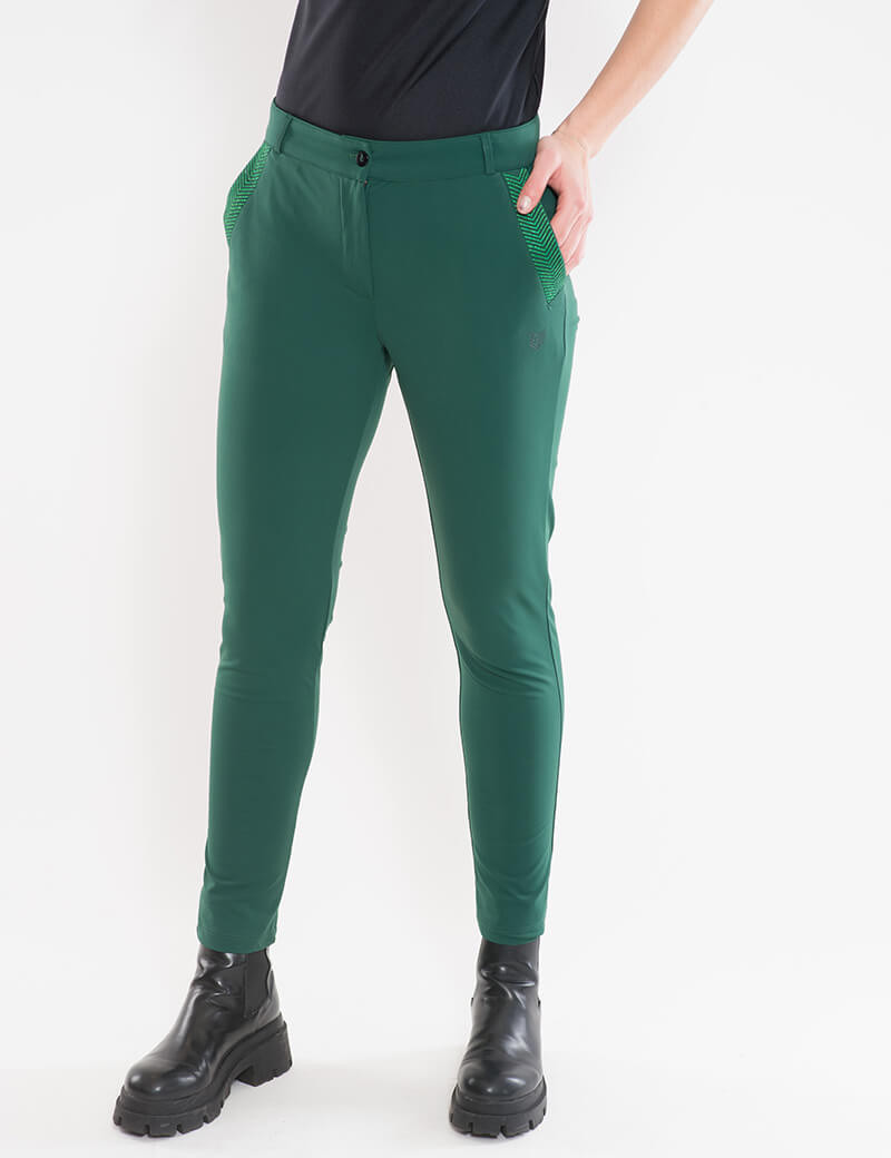 HBT BASICS - CHRISTINA PANTALON CITY SLIM VERT