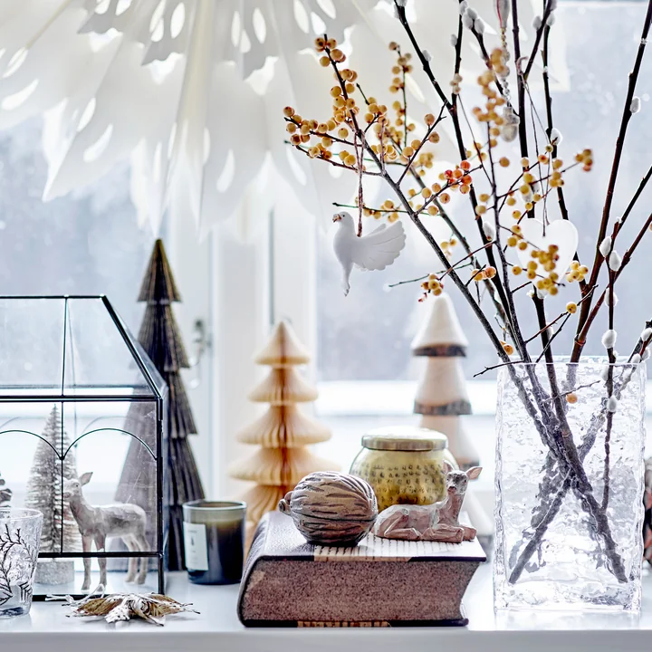 Bloomingville - Milan Deko-Weihnachtsbaum, Ø 15,5 x H 22,5 cm, grün / natur (2er-Set)
