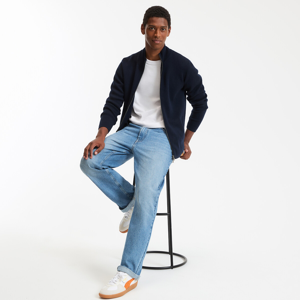 LA REDOUTE COLLECTIONS<br>Cardigã de lã merino com zíper, Signature, SEBASTIEN