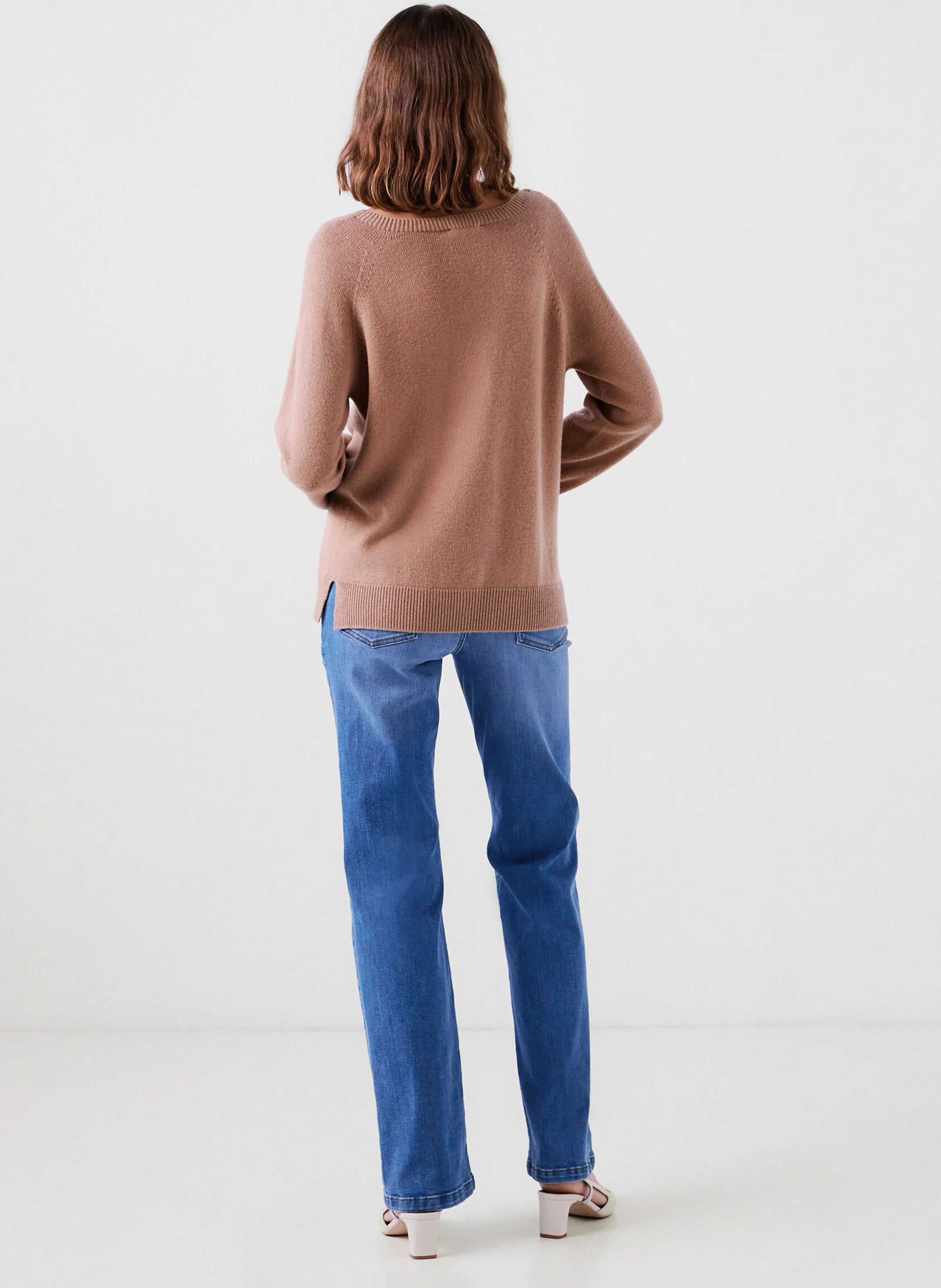MDIMITRI - Pull droit col rond en laine | Marron