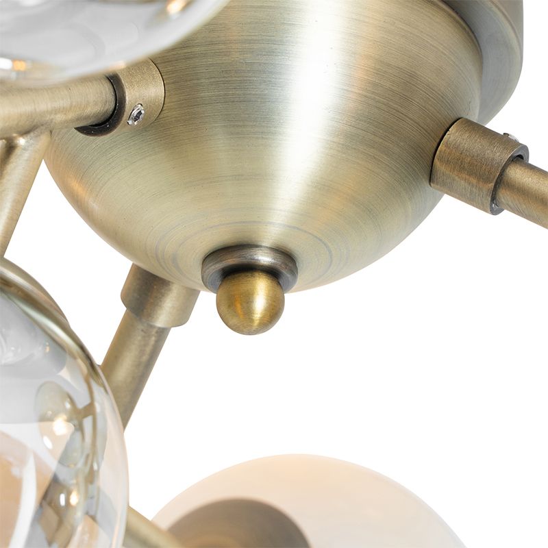 Art Deco plafondlamp brons met amber glas 12-lichts - Bianca