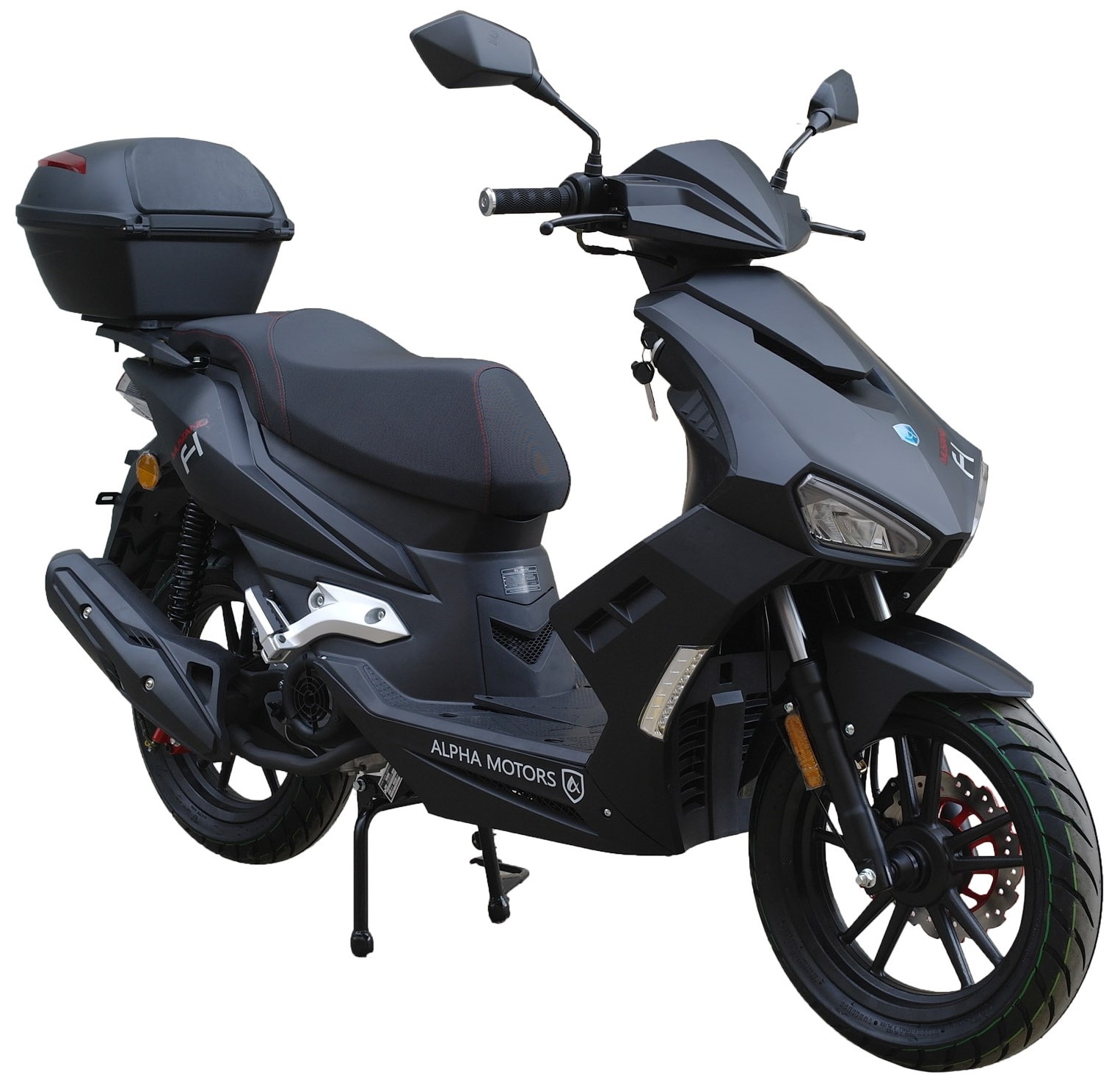 Alpha Motors Motorroller Mustang FI 125 ccm 85 kmh EURO 5 mattschwarz inkl. Topcase