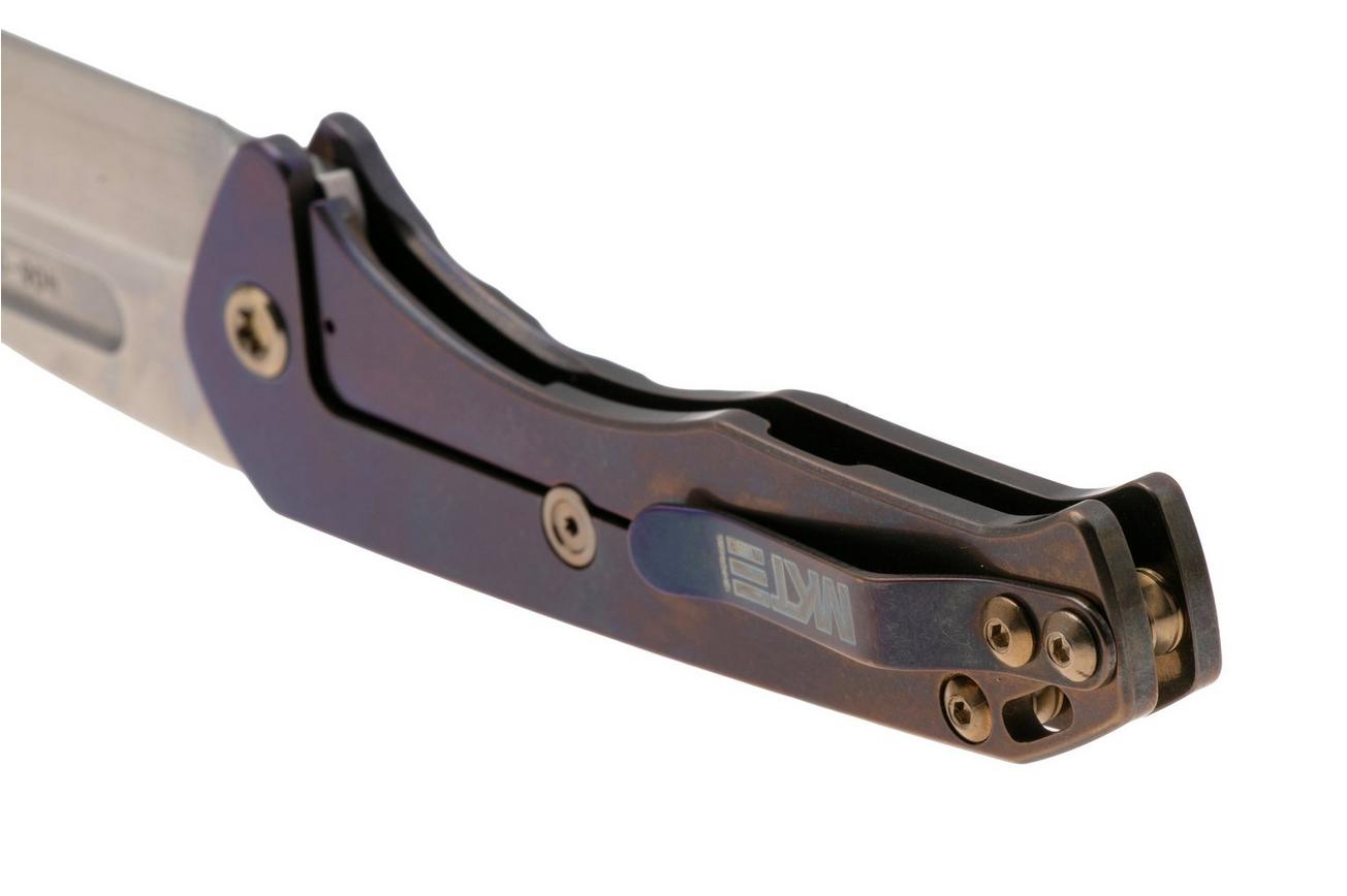 Medford Prae Slim 25-PS-03, Tumbled S45VN Droppoint, Bronze/Violet Fade Handle, Bronze hardware zakmes