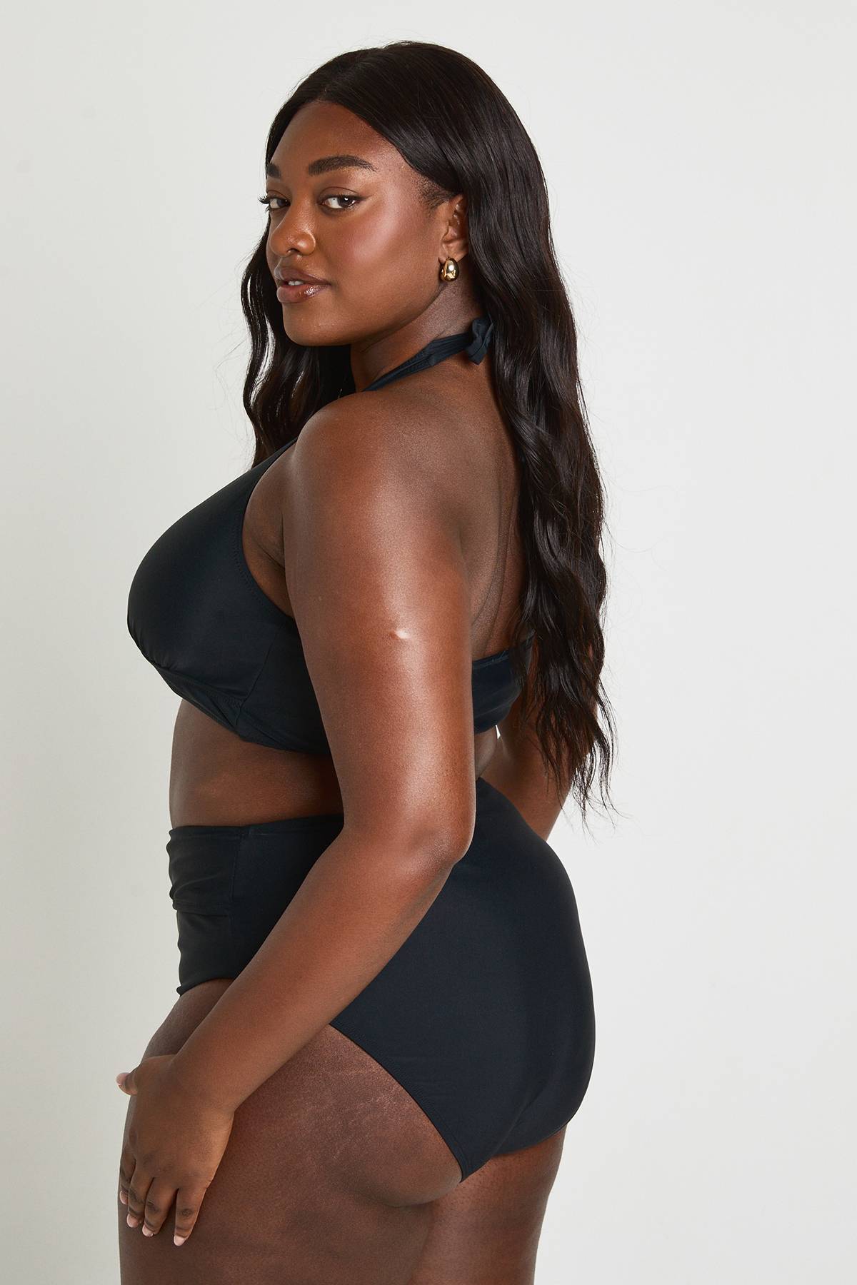 boohoo Bas De Bikini Grande Taille Taille Haute Effet Ventre Plat Avec Détail Cache-cœur