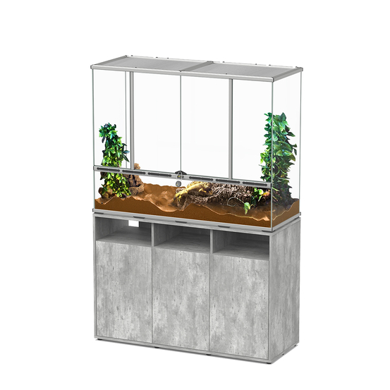 Terrarium et Meuble avec portes Béton L.118xP.45xH.90cm
