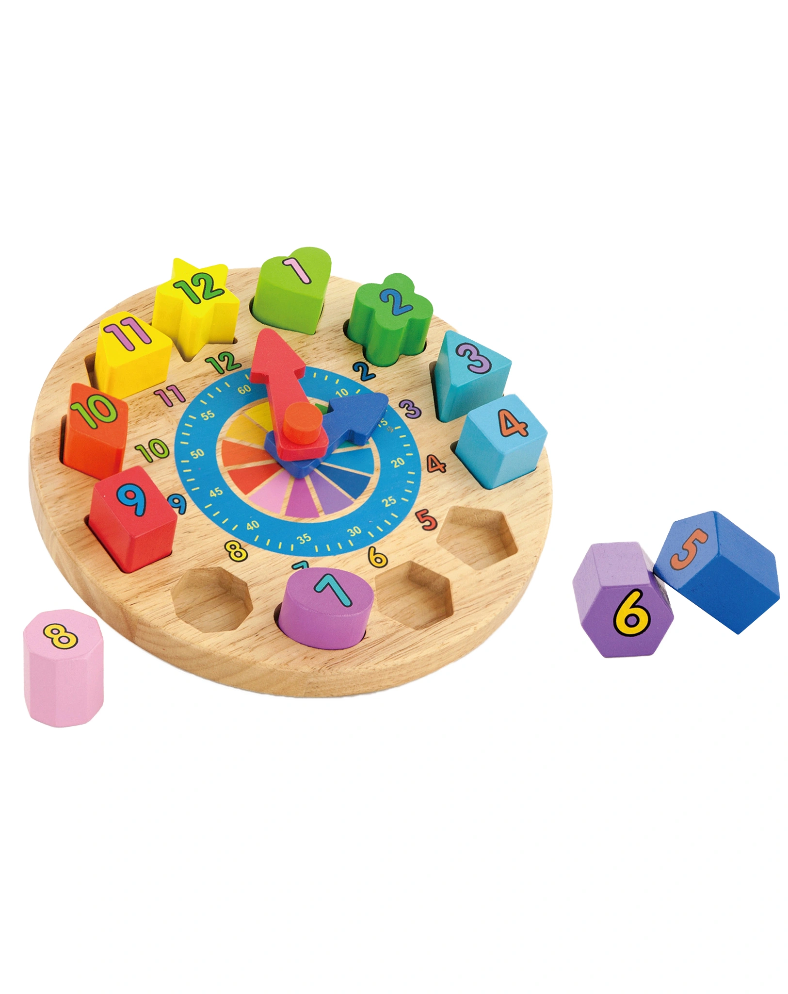 Holzpuzzle UHR 12-teilig in bunt