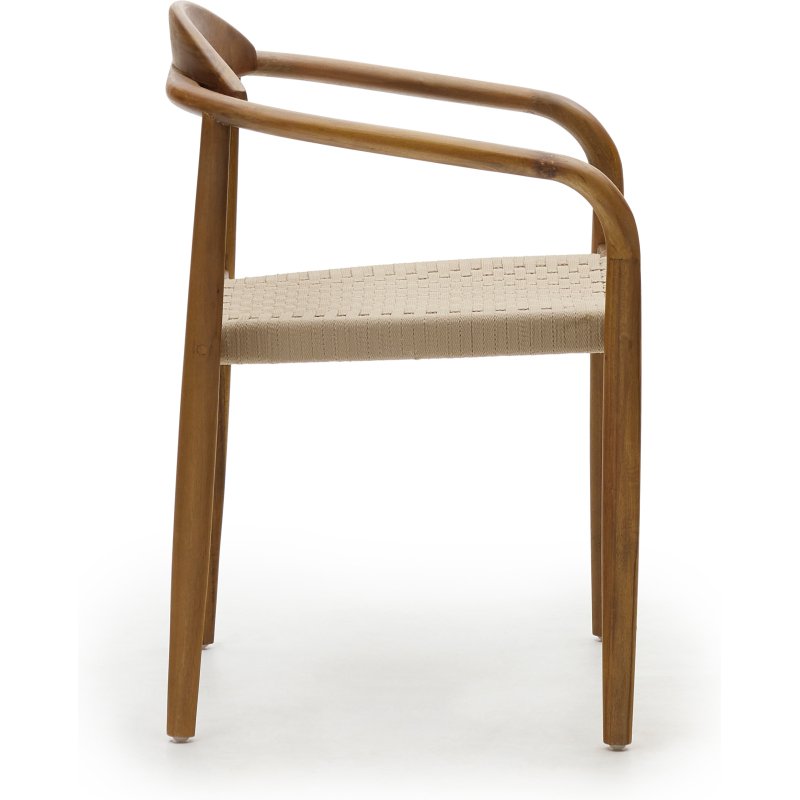 Chaise Nina - corde beige - bois d'acacia massif noyer