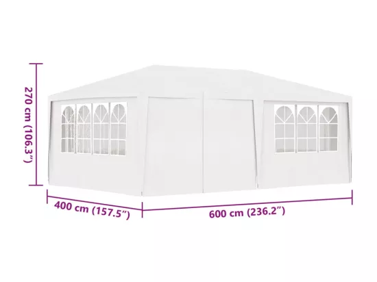 Tente de réception et parois latérales 4x6 m Blanc 90 g/m²