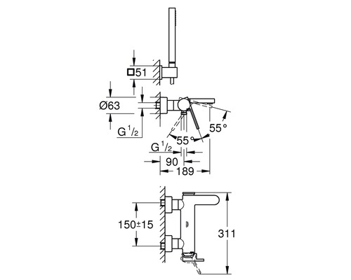 GROHE badkraan GROHE PLUS chroom 33547003