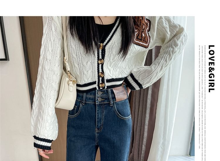Denimot - Hoge taille fleece-gevoerde rechte jeans (verschillende designs)