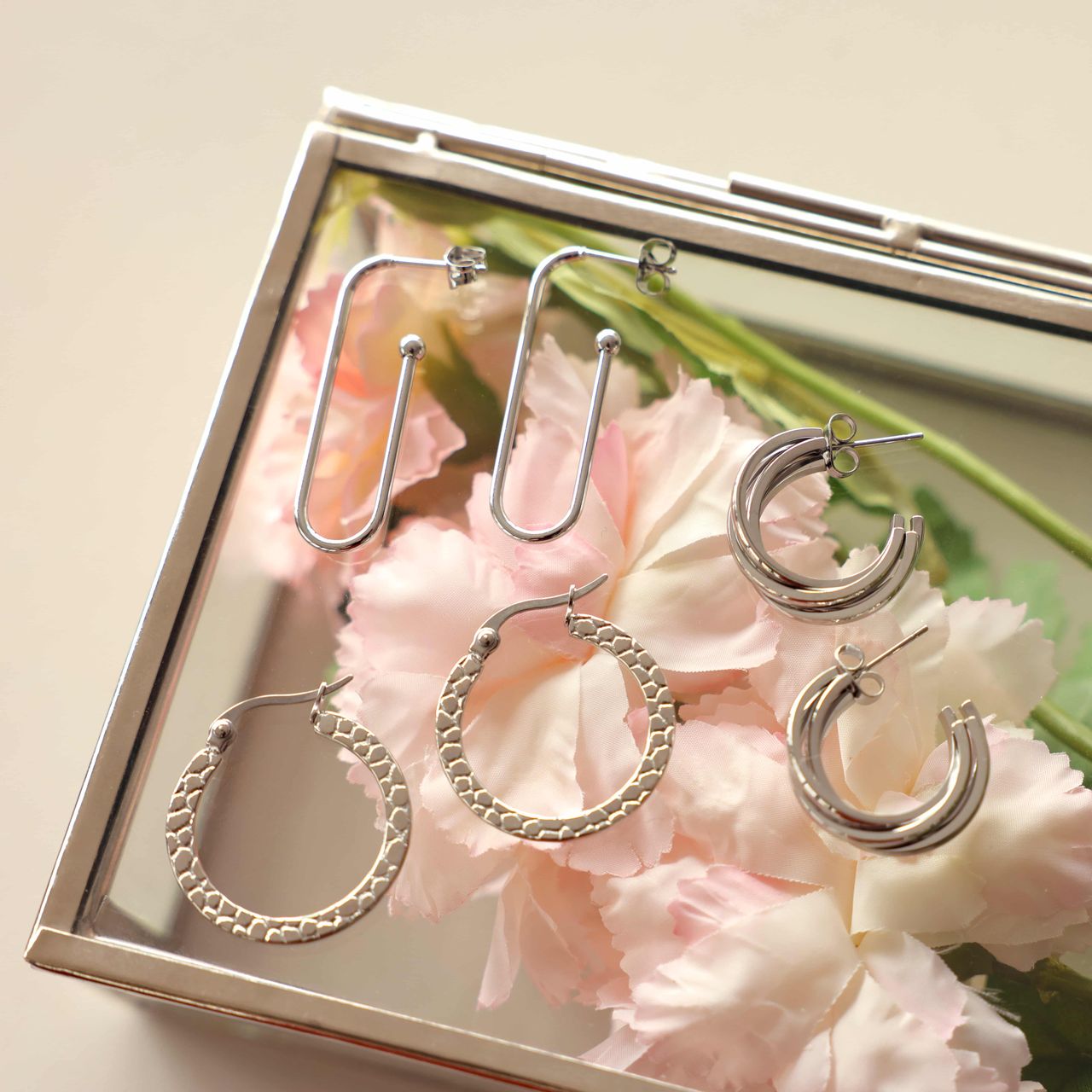 Gerecycled stalen oorbellen Yvette