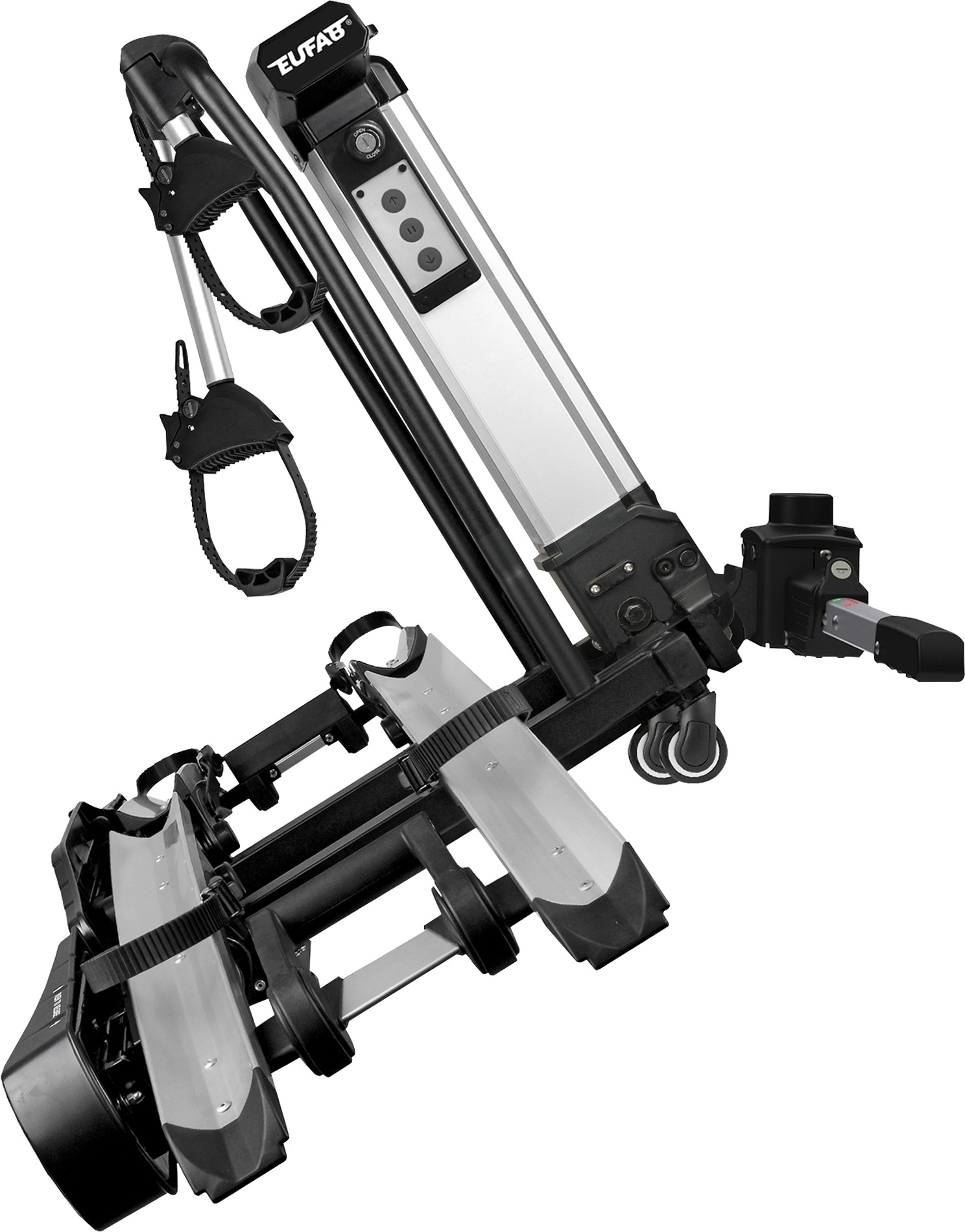 Eufab Bike Lift Fahrradträger für 2 Fahrräder auf der Anhängerkupplung schwarz, E-Bike geeignet